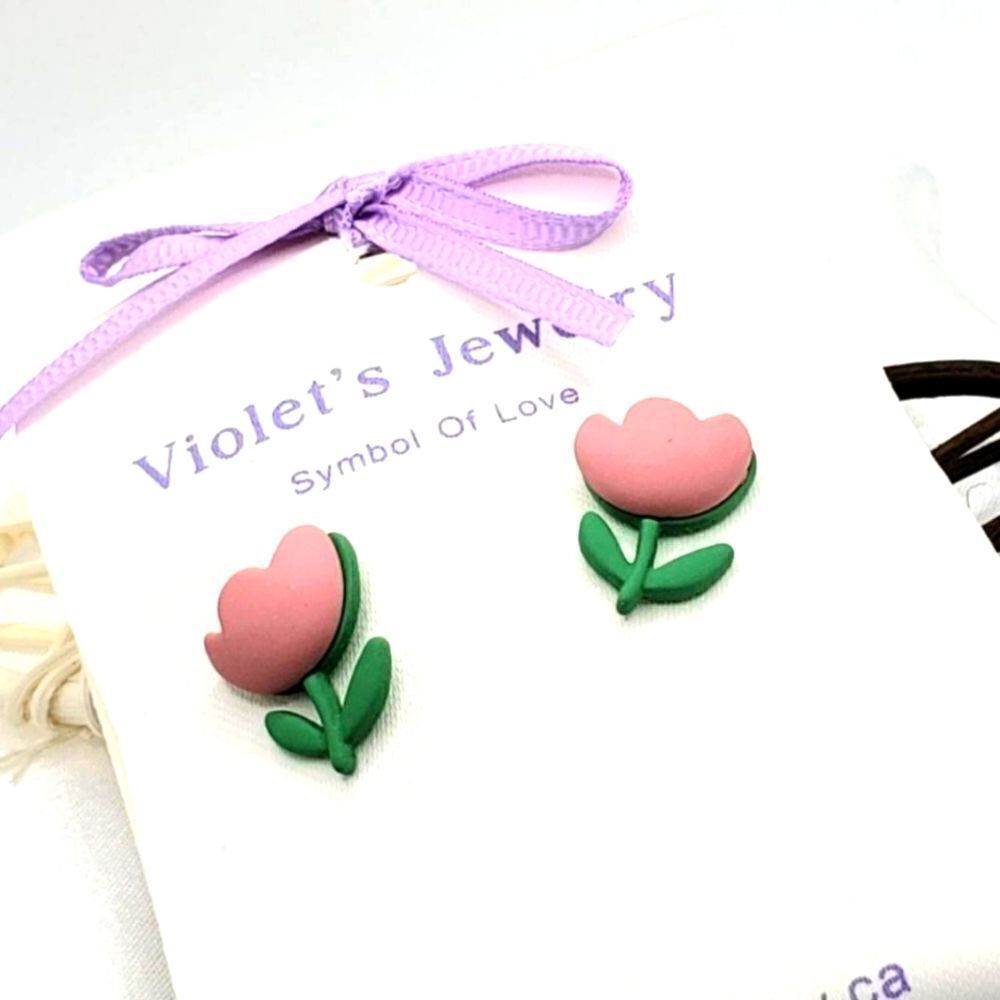 2/$20 Brand New Pink Spring Flowers S925 Silver Earrings